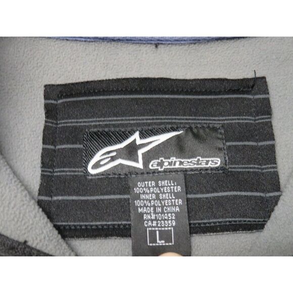 Mens Alpinestars Black Jacket Size L Full Zip Polyester Gray Striped - Picture 6 of 9